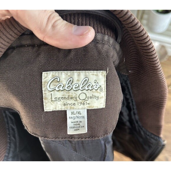 Vintage Distressed Cabela’s RoughNeck Canvas Insulated Quilted Line Brown Vest - Picture 7 of 7